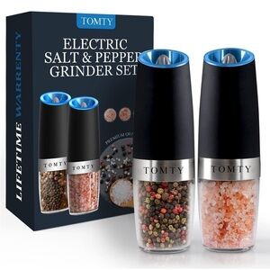 Brand New Salt & Pepper Grinder Set Battery Operated Automatic Kitchen Gadget